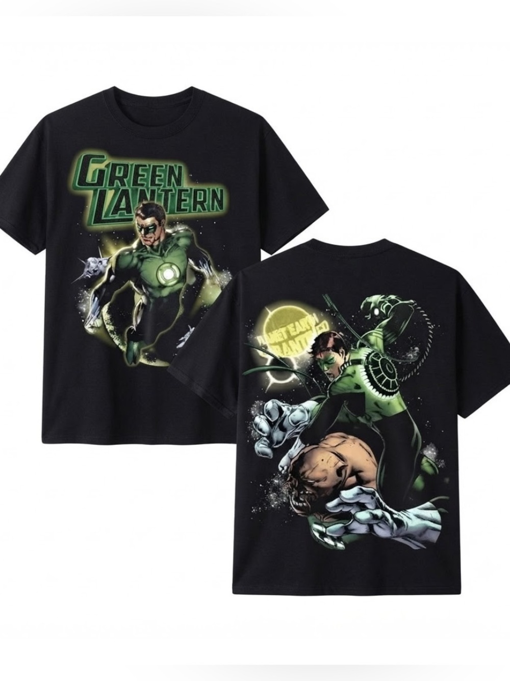 Gildan Black Green Lantern Black Graphic Tee for Men’s